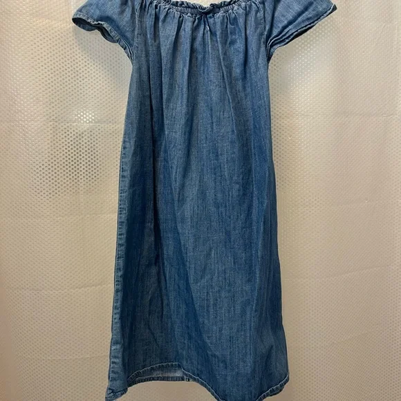 Old Navy Denim Embroidered Girls Dress Boho Bluejean Lace Jumper Beach Preppy - Picture 2 of 3